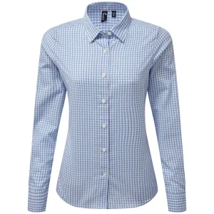 Premier Dames/Dames Maxton Gingham Shirt Met Lange Mouwen (Lichtblauw/Wit)