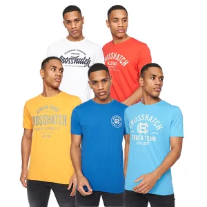 Heren Crosshatch 5-Pack Weymouth T-Shirts in Multi-kleur