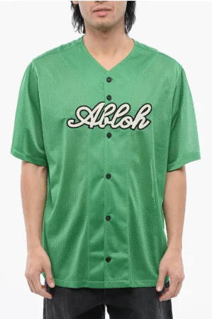 Geborduurd honkbal mesh T-shirt in groen