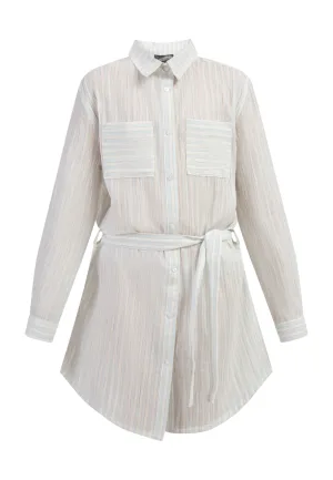 Dreimaster Overhemd blouse jurk Meisje Lichtblauwe strepen