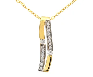 9kt geelgouden dubbele rij zirkonia stokhanger en ketting van 46 cm