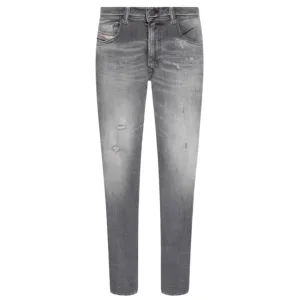 Diesel 1979 Sleenker rafelige grijze vervaagde denimjeans