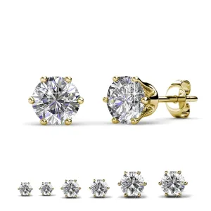 Solitaire L-oorbellen – Goud en kristal