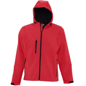 SOLS Heren Replay Hooded Soft Shell Jacket (ademend, winddicht en waterbestendig) (Peperrood)