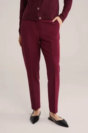 WE Fashion tapered regular waist pantalon donkerrood