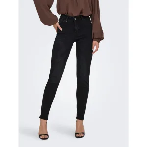 JDY Skinny fit jeans JDYFINA MW SKINNY ANKLE JNS BLK DNM NOOS