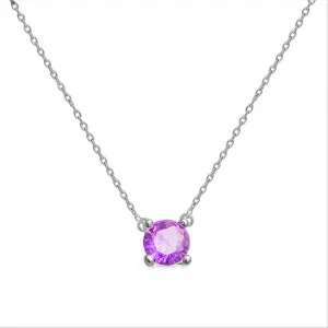 Luxeketting, 925 sterling zilver, otieno en amethist zirkonia, gerhodineerde afwerking