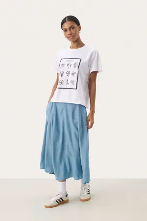 T-shirt Loose fit White Navy Frame Print