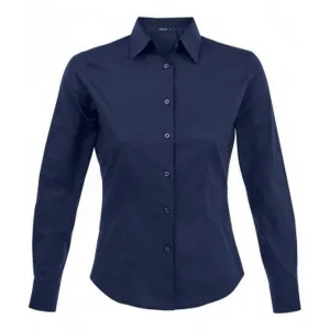 SOLS Dames/dames Eden Long Sleeve Fitted Work Shirt (Donkerblauw)