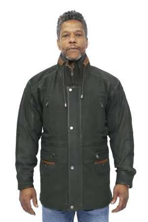 Heren nubuck lederen parka jas-Winnipeg