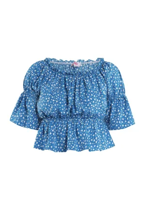 Mymo Blouse met hartjesprint Dames blauw