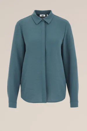 WE Fashion – Dames blouse met fijne structuur – Regular fit – Groen –