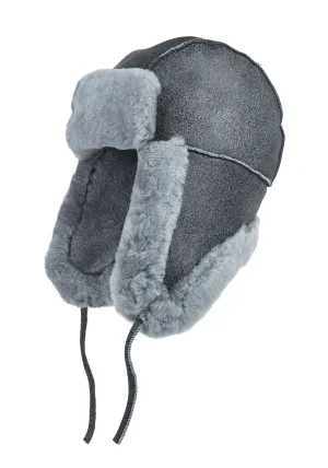 Heren Grijs RAF Aviator Suède Schapenvacht B-55 Trapper Hoed Winter Warme Leren Navigator Hoed