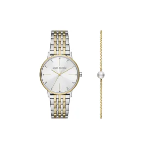 Armani Exchange Armani Exchange – dames horloge – goudkleurig & zilverkleurig met  band