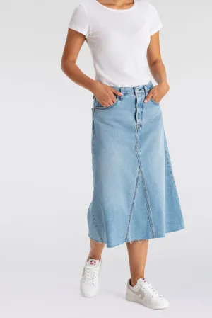 Levi’s® Jeans rok HR A LINE DECON SKIRT in trendy midi-lengte met rafelige rand