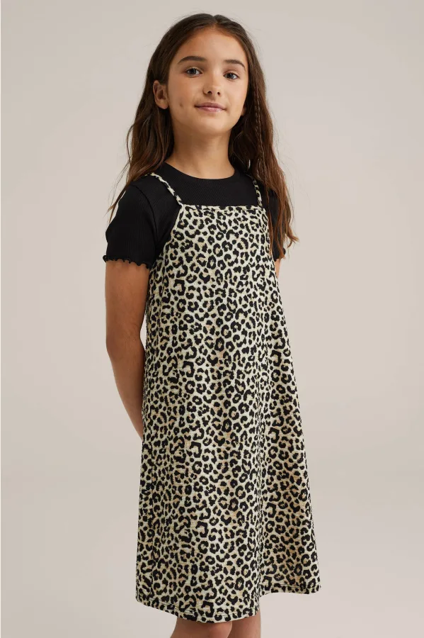 WE Fashion overgooier zomerjurk beige