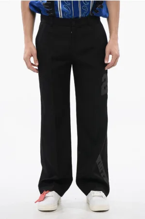 Maagdelijke wollen broek met 23 borduurwerk in zwart