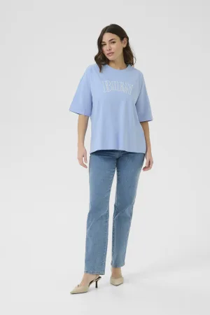 T-shirt Oversize fit Vista Blue W. Chalk Embroidery