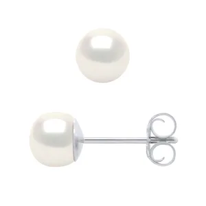 Oorbellen Studs Gekweekte parels 5-6mm White Natural White Gold