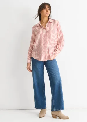 Blush Stripe Viscose Oversized Shirt