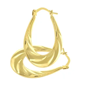 9ct geelgouden Creoolse oorbellen met gedraaid patroon