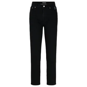 Dames Boss Straight-Fit Cropped Jeans in Zwart