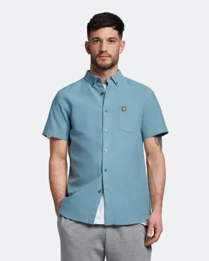 Lyle & Scott Katoenslub shirt met korte mouwen in Blauw