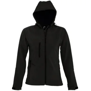 SOLS Dames/dames Replay Hooded Soft Shell Jacket (ademend, winddicht en waterbestendig) (Zwart)