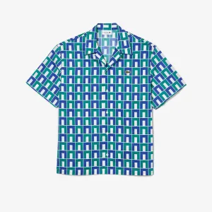 Heren Lacoste Relaxed Fit Overhemd met print in blauw