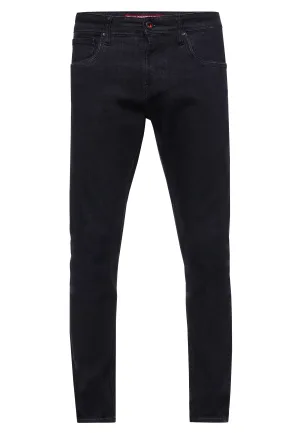 Zwarte denim jeansbroek “MELVIN” slim fit katoen-stretch