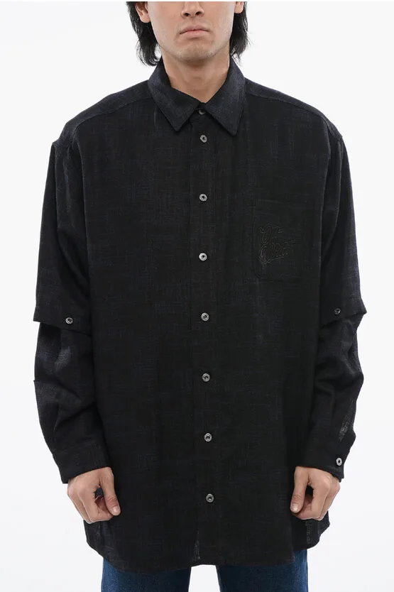 Linnen overhemd met uitneembaar overhemd in blauw