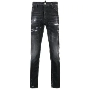 Dsquared2 Cool Guy Jean Jeans met zwarte verfspatten en gescheurde wassing