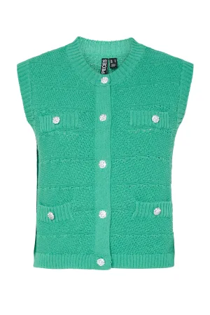 PIECES gilet groen gebreid