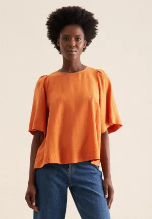 seidensticker Shirtblouse Zwarte roos Korte mouwen ronde hals uni