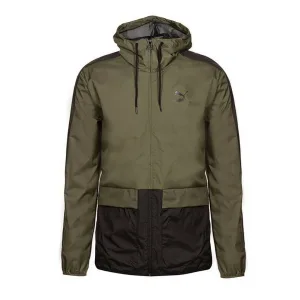 Puma Graphic Logo Long Sleeve Zip Up Green Black Heren Hooded Jacket 573316 14