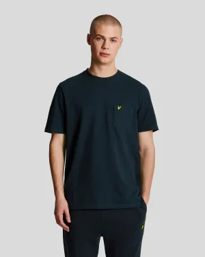Lyle & Scott Heren Effen Pique Pocket T-Shirt in Marineblauw