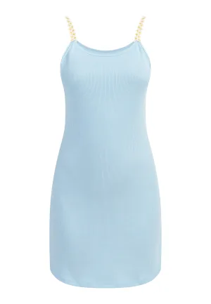 Mymo Geribde gebreide mini-jurk Dames lichtblauw