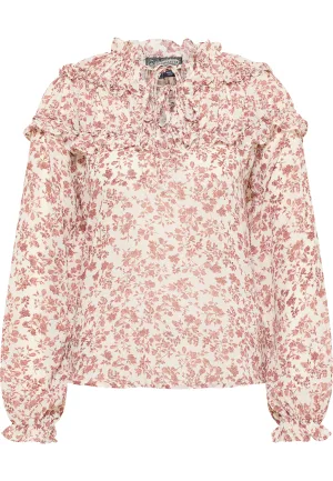 Dreimaster Blouse met ruches bridgeport Dames Witte roest