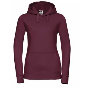 Russell Dames Premium Authentieke Hoodie (3-Lagen Stof) (Bourgondië)