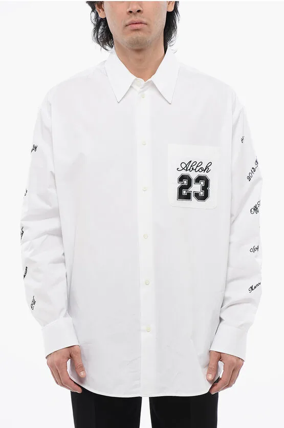Oversize Fit 23 geborduurd overhemd in wit