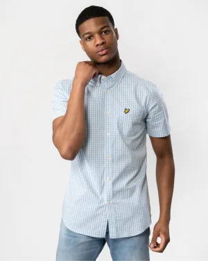 Lyle & Scott lichtroze Oxford-shirt met korte mouwen