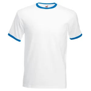 Fruit Of The Loom Heren Ringer T-shirt met korte mouwen (Wit/Royaal Blauw)