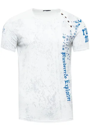 T-shirt met ronde hals en knoopsluiting aan de zijkant