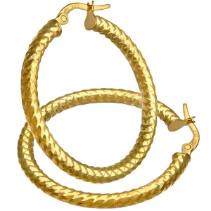 9ct geelgouden diamantgeslepen oorringen van 25 mm