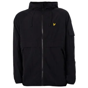 Lyle & Scott-merk Jet Black Winbreaker-jack met capuchon