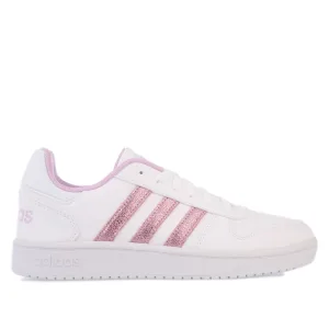 Girl’s adidas Junior Hoops 2.0 Trainers in White
