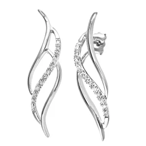 9ct witgoud dames 10pt diamanten oorbellen