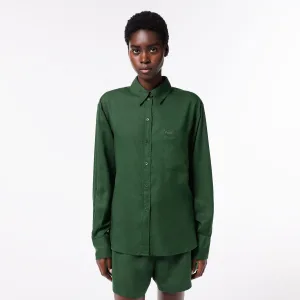 Dames Lacoste Vloeiend Oversized Lyocell Shirt in Groen