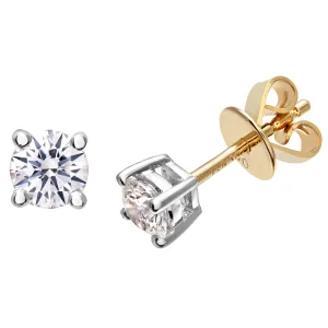 Diamanten oorknopjes, 18kt geelgoud IJ/I ronde briljant gecertificeerde diamanten oorbellen, 0,50 ct diamantgewicht