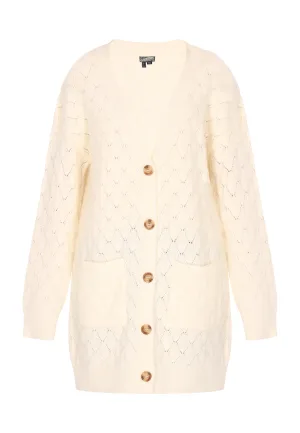 Dreimaster Vest Dames wol wit melange